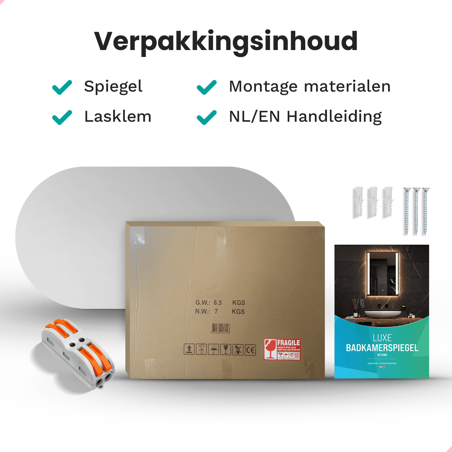 Pre-Order Badkamerspiegel - 100x50cm Ovaal - Zwart Frame