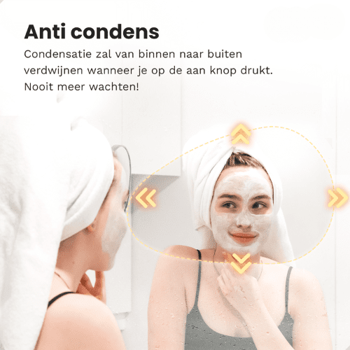 Badkamerspiegel Ovaal Zwart 60 x 90 cm - Anti-Condens & Dimbaar Led