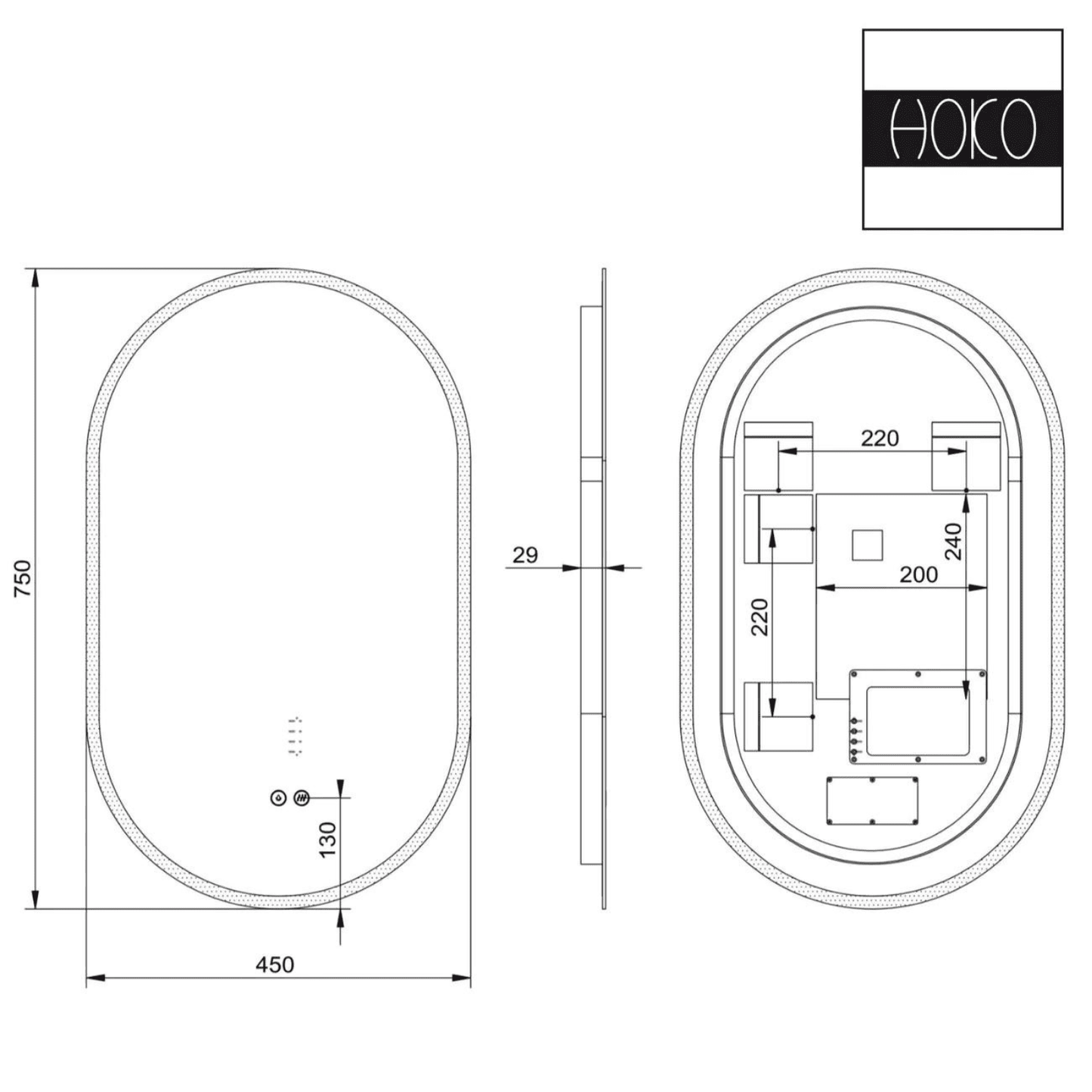 Badkamerspiegel Ovaal 50 x 90 cm – Anti-Condens & Inbouw Led Horizontaal/Verticaal
