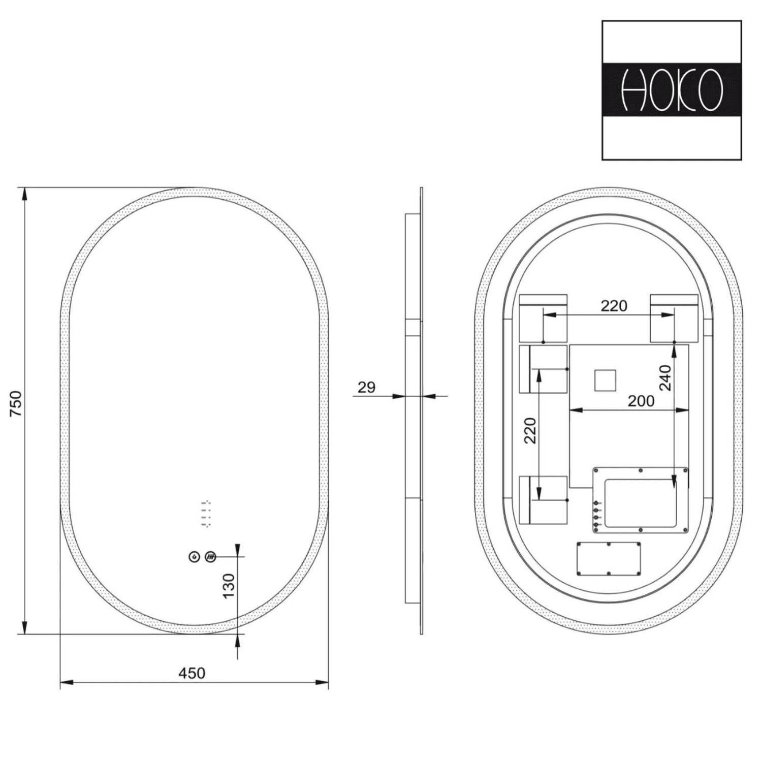 Badkamerspiegel Ovaal 50 x 90 cm – Anti-Condens & Inbouw Led Horizontaal/Verticaal