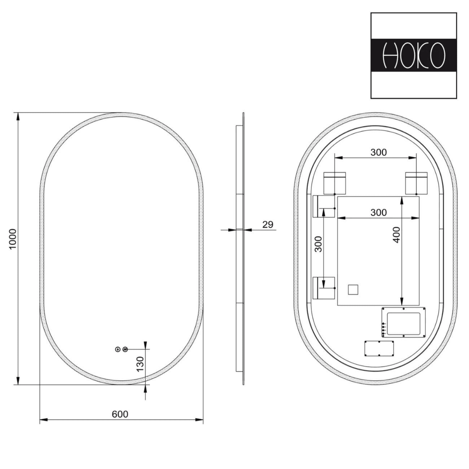 Badkamerspiegel Ovaal 50 x 90 cm – Anti-Condens & Inbouw Led Horizontaal/Verticaal