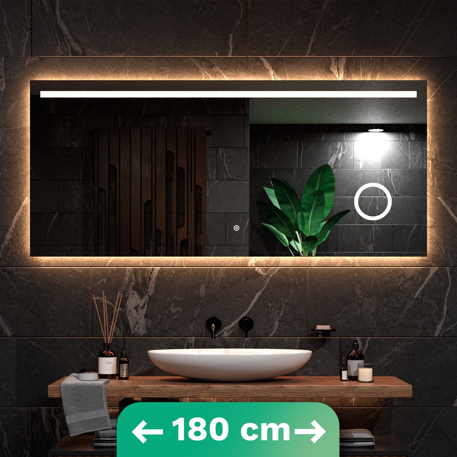 Badkamerspiegel - 180x80cm - Frameloos