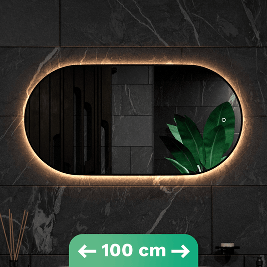 Pre-Order Badkamerspiegel - 100x50cm Ovaal - Zwart Frame