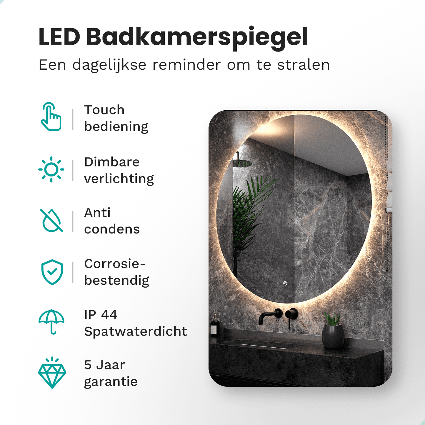 Badkamerspiegel - 120cm - Frameloos