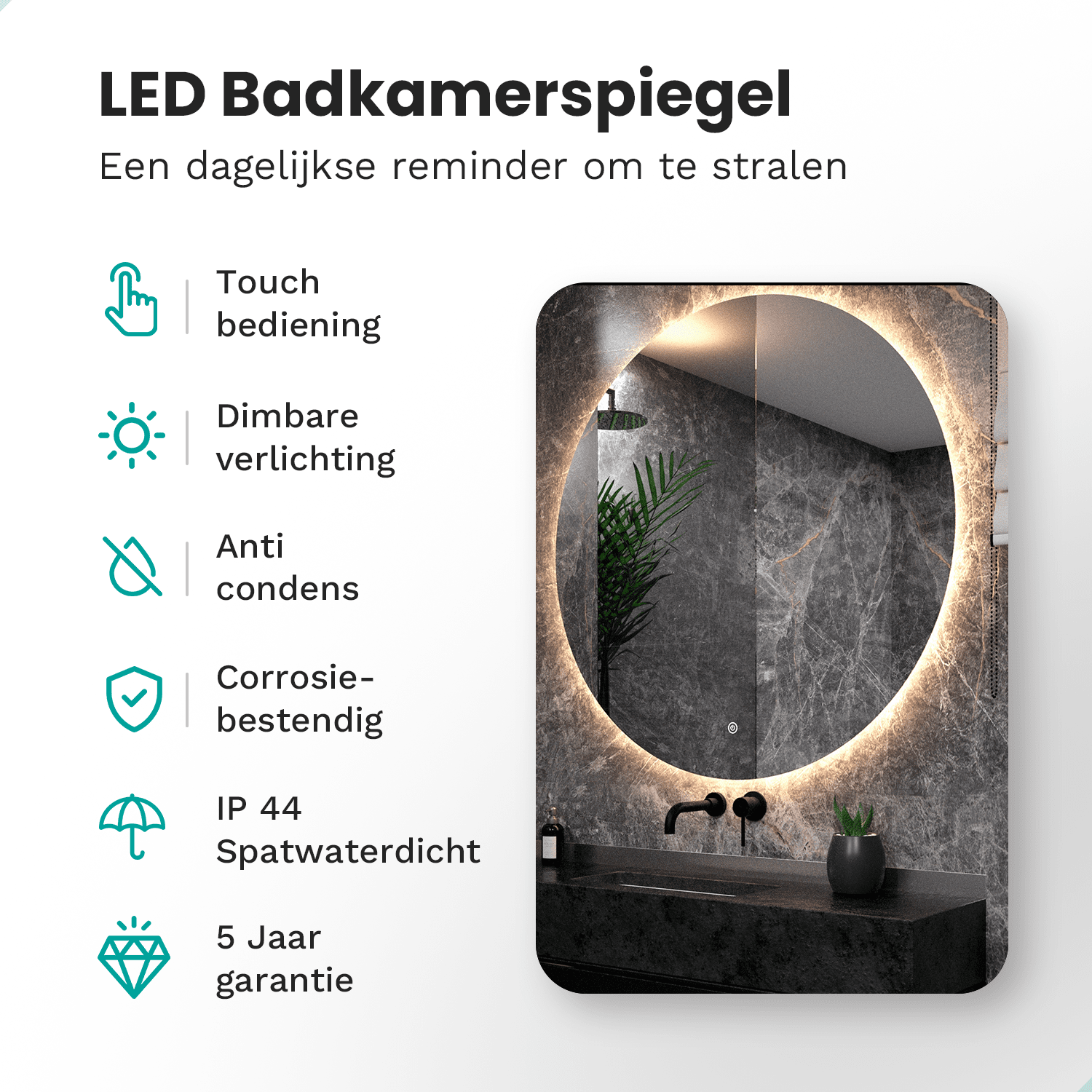 Badkamerspiegel - 120cm - Frameloos