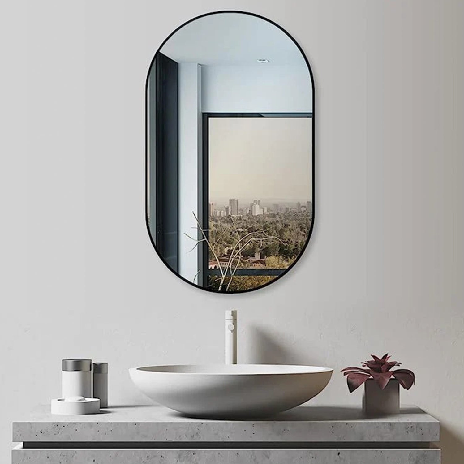 Spiegel Ovaal Zwart 60 x 100 cm – Horizontaal/Verticaal
