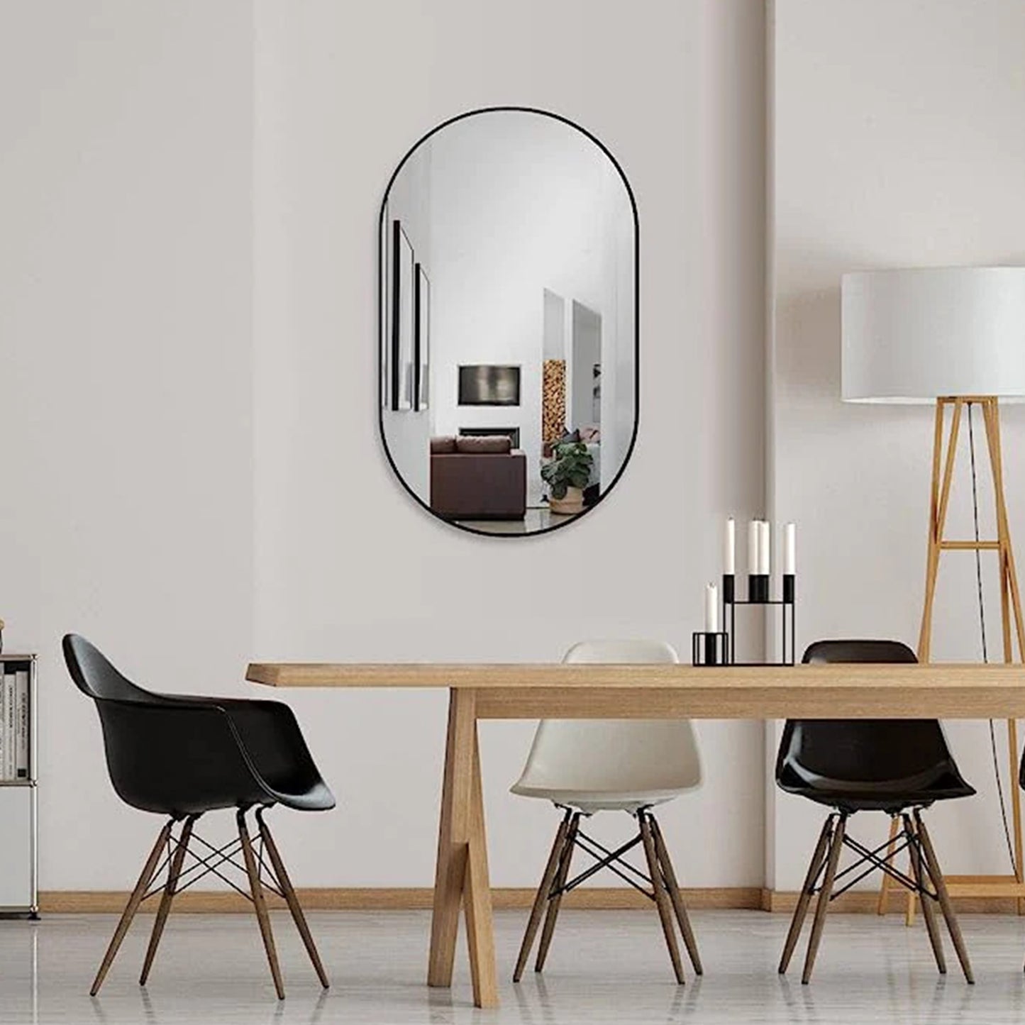 Spiegel Ovaal Zwart 60 x 100 cm – Horizontaal/Verticaal