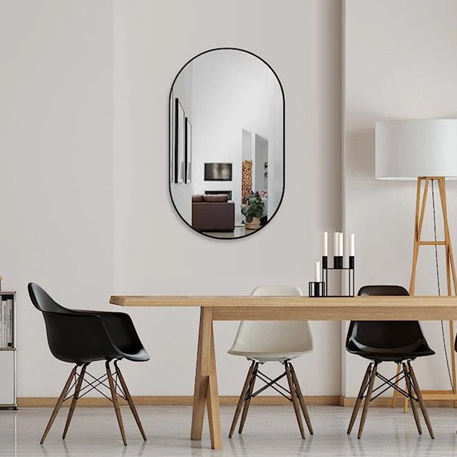 Spiegel Ovaal Zwart 60 x 100 cm – Horizontaal/Verticaal
