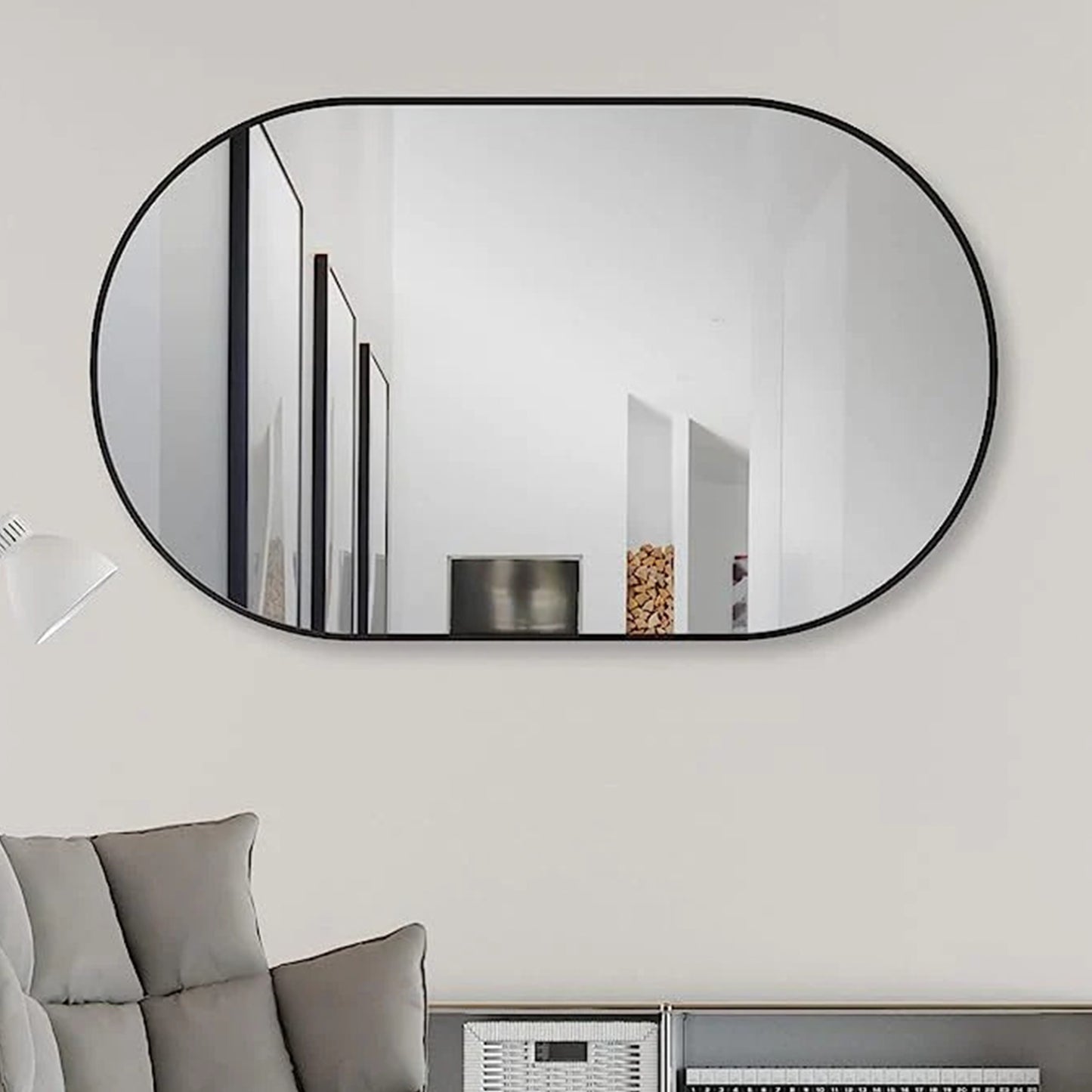 Spiegel Ovaal Zwart 60 x 100 cm – Horizontaal/Verticaal