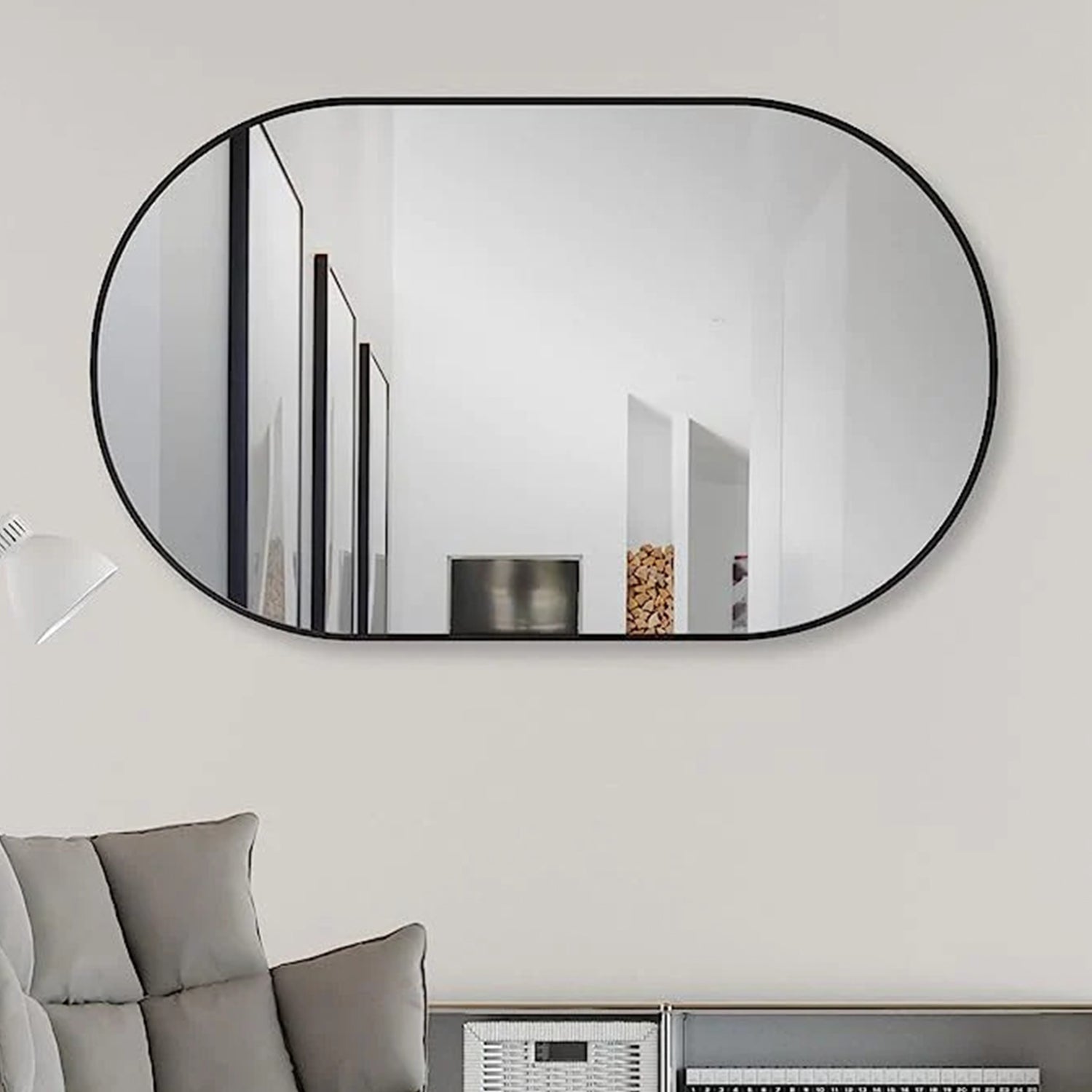 Spiegel Ovaal Zwart 60 x 100 cm – Horizontaal/Verticaal