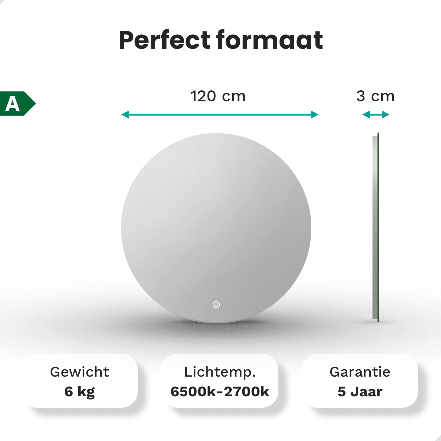 Badkamerspiegel - 120cm - Frameloos