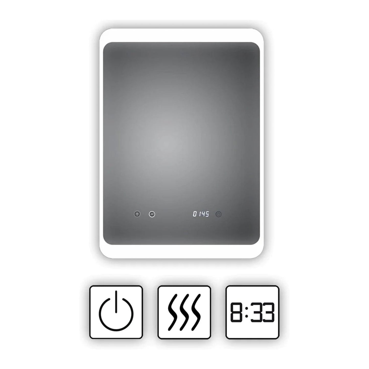 Spiegel Rechthoek 50 x 70 cm - Anti-Condens, Inbouw Led & Digitale Klok