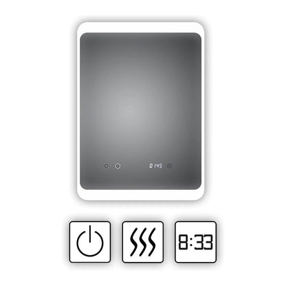 Spiegel Rechthoek 50 x 70 cm - Anti-Condens, Inbouw Led & Digitale Klok