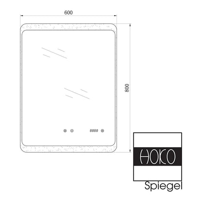 Spiegel Rechthoek 50 x 70 cm - Anti-Condens, Inbouw Led & Digitale Klok