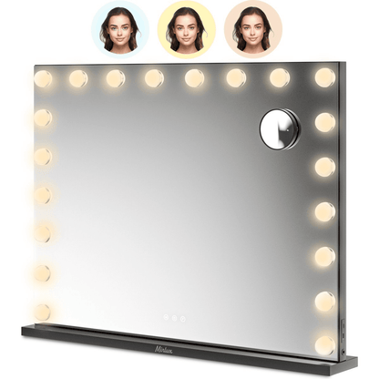 Hollywood Make Up Spiegel LED - Bluetooth Speakers - 10x Zoom - Ophangbaar - Zwart - 80x60cm