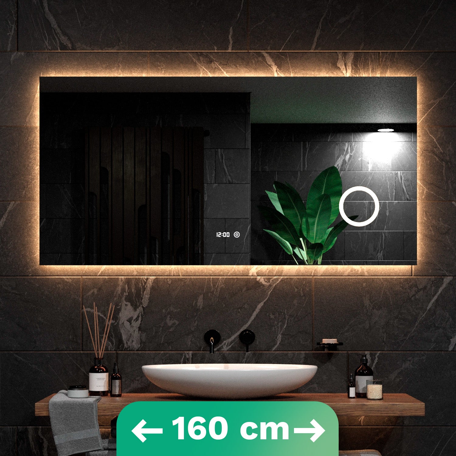 Badkamerspiegel - 160x80cm - Frameloos