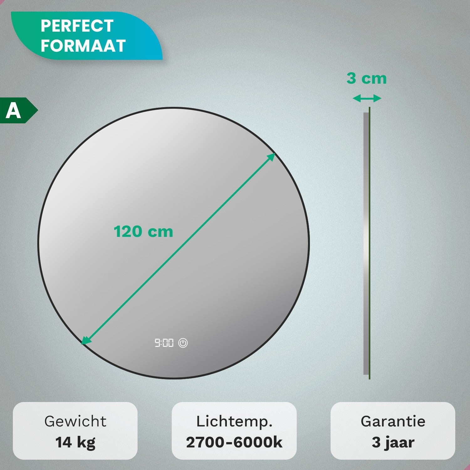 Badkamerspiegel - 120cm - Zwart Frame