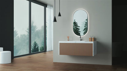 Badezimmerspiegel oval schwarz 45 x 75 cm-anti-kondens & LED horizontal/vertikal