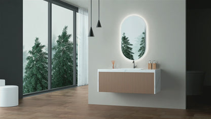 Badezimmerspiegel oval 45 x 75 cm-Anti-Kondens und eingebaute LED-Horizontal/Vertikale
