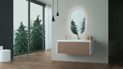 Badkamerspiegel Ovaal Zwart  50 x 90 cm – Anti-Condens & Inbouw Led Horizontaal/Verticaal
