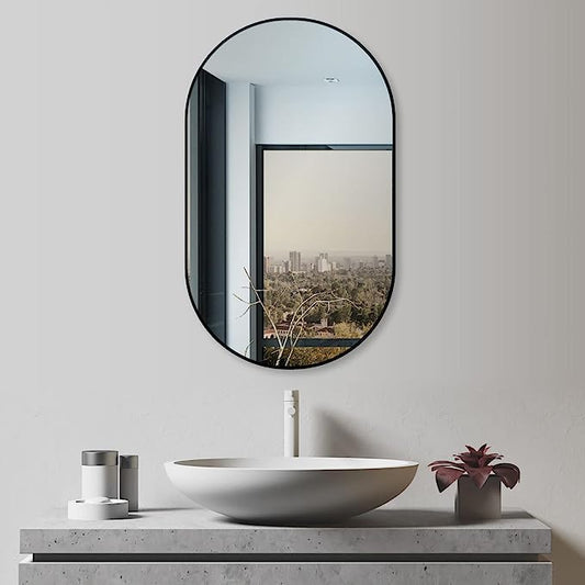 Spiegel Ovaal Zwart 50 x 90 cm – Horizontaal/Verticaal